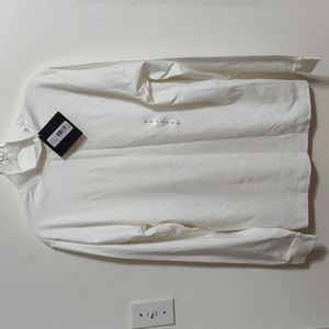 Roundtree & Yorke White Mock Neck Shirt Size S
